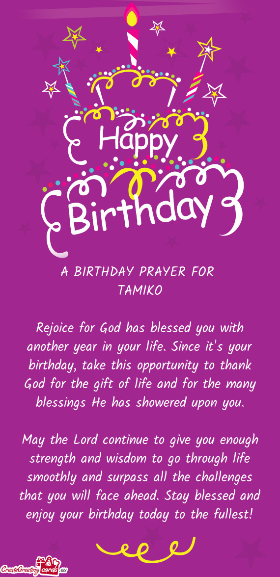 A BIRTHDAY PRAYER FOR