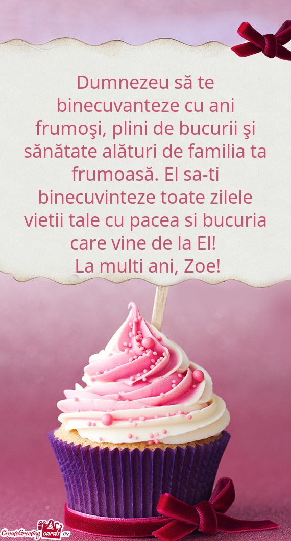 A frumoasă. El sa-ti binecuvinteze toate zilele vietii tale cu pacea si bucuria care vine de la El