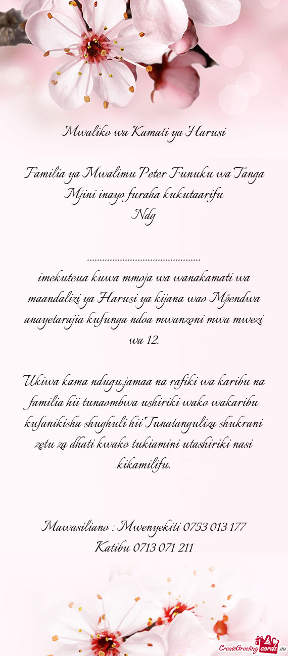 A ndoa mwanzoni mwa mwezi wa 12