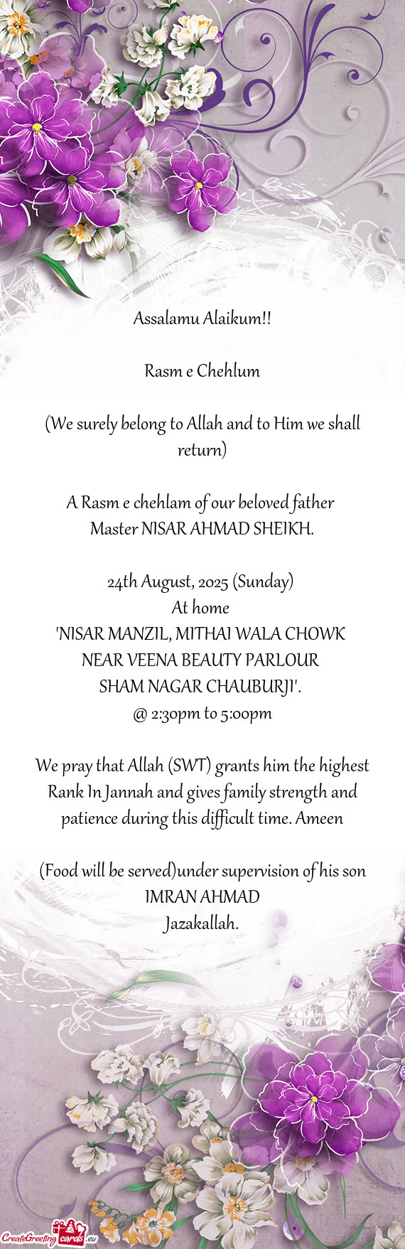 A Rasm e chehlam of our beloved father
