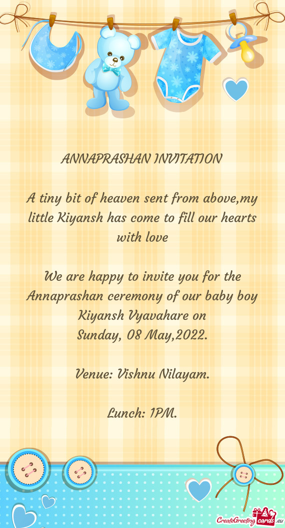 A tiny bit of heaven sent from above,my little Kiyansh has come to fill our hearts with love