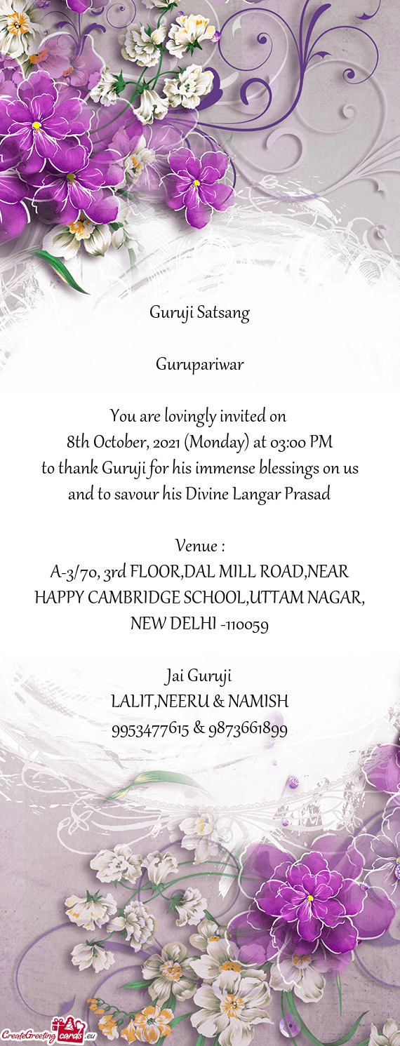 A-3/70, 3rd FLOOR,DAL MILL ROAD,NEAR HAPPY CAMBRIDGE SCHOOL,UTTAM NAGAR, NEW DELHI -110059