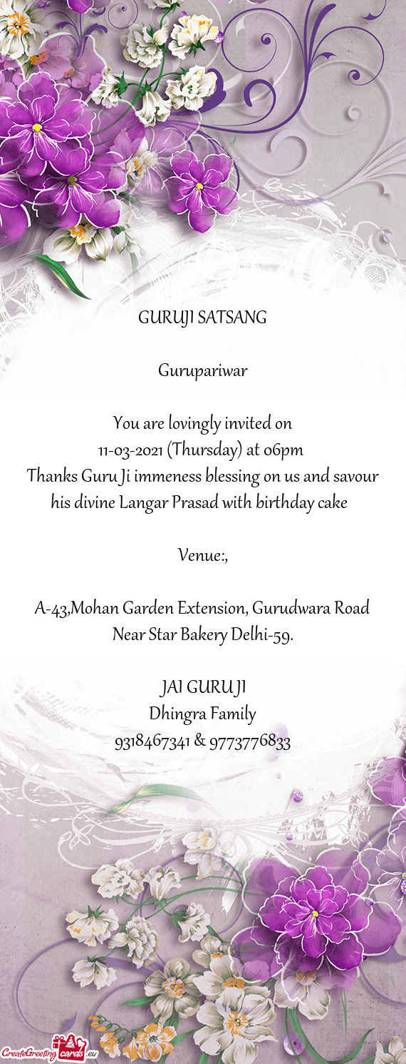 A-43,Mohan Garden Extension, Gurudwara Road Near Star Bakery Delhi-59