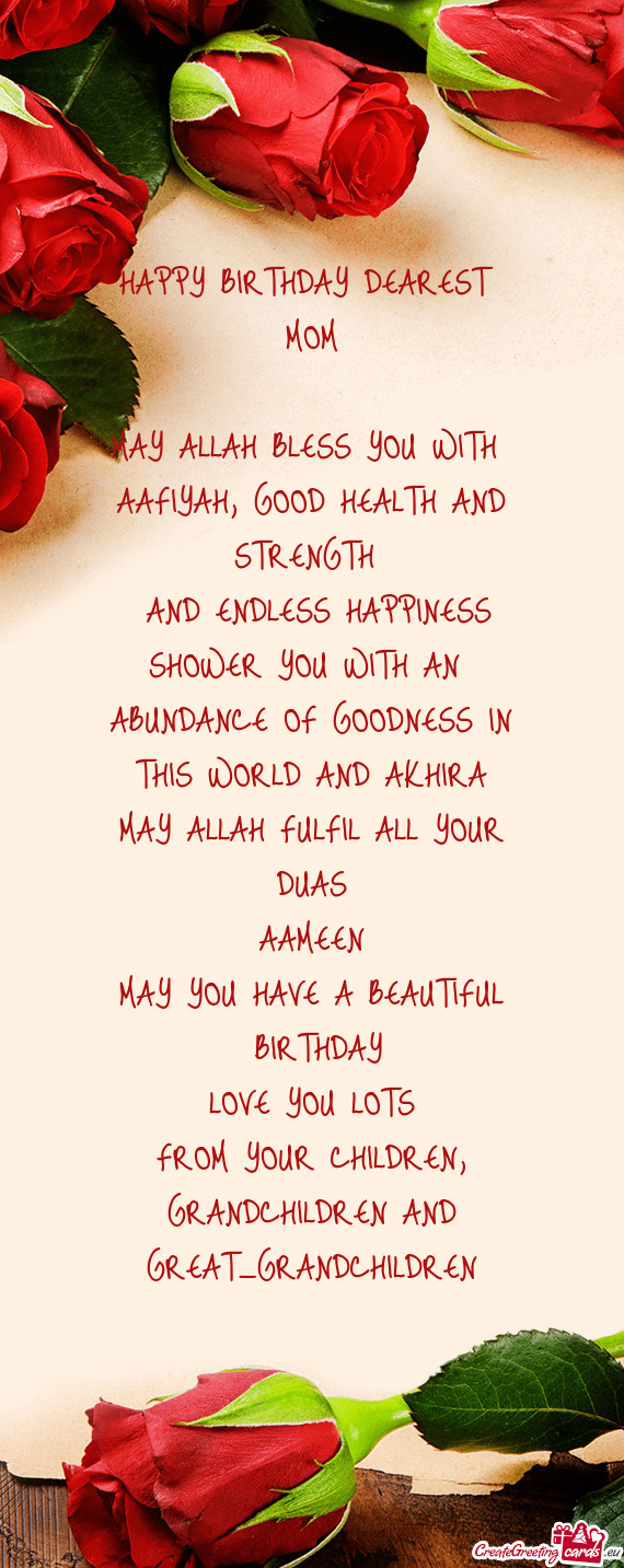 AAFIYAH, GOOD HEALTH AND STRENGTH