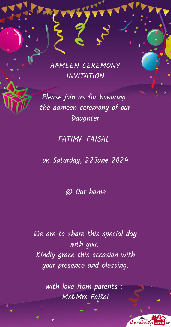 AAMEEN CEREMONY INVITATION