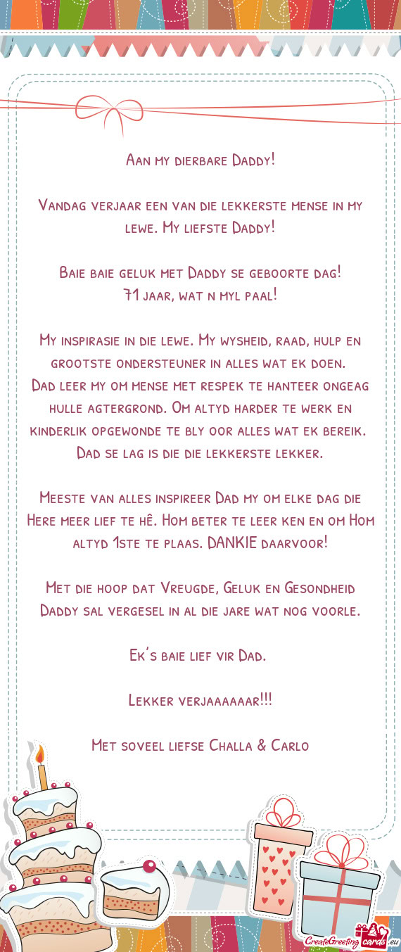 Aan my dierbare Daddy