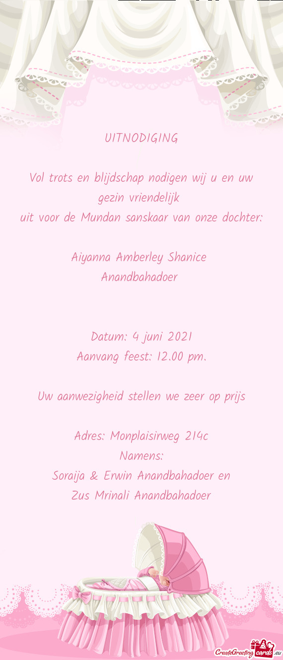 Aanvang feest: 12.00 pm