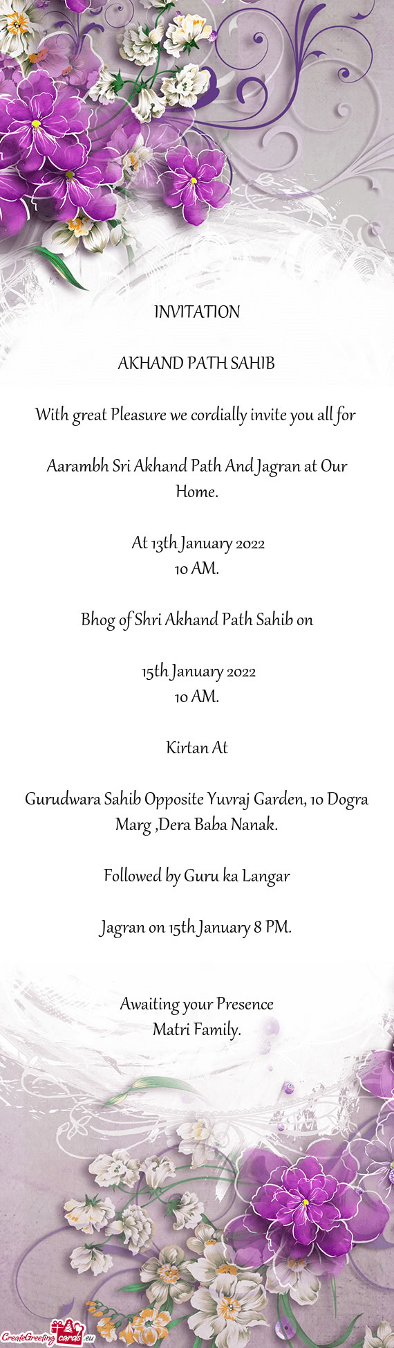 Aarambh Sri Akhand Path And Jagran at Our Home