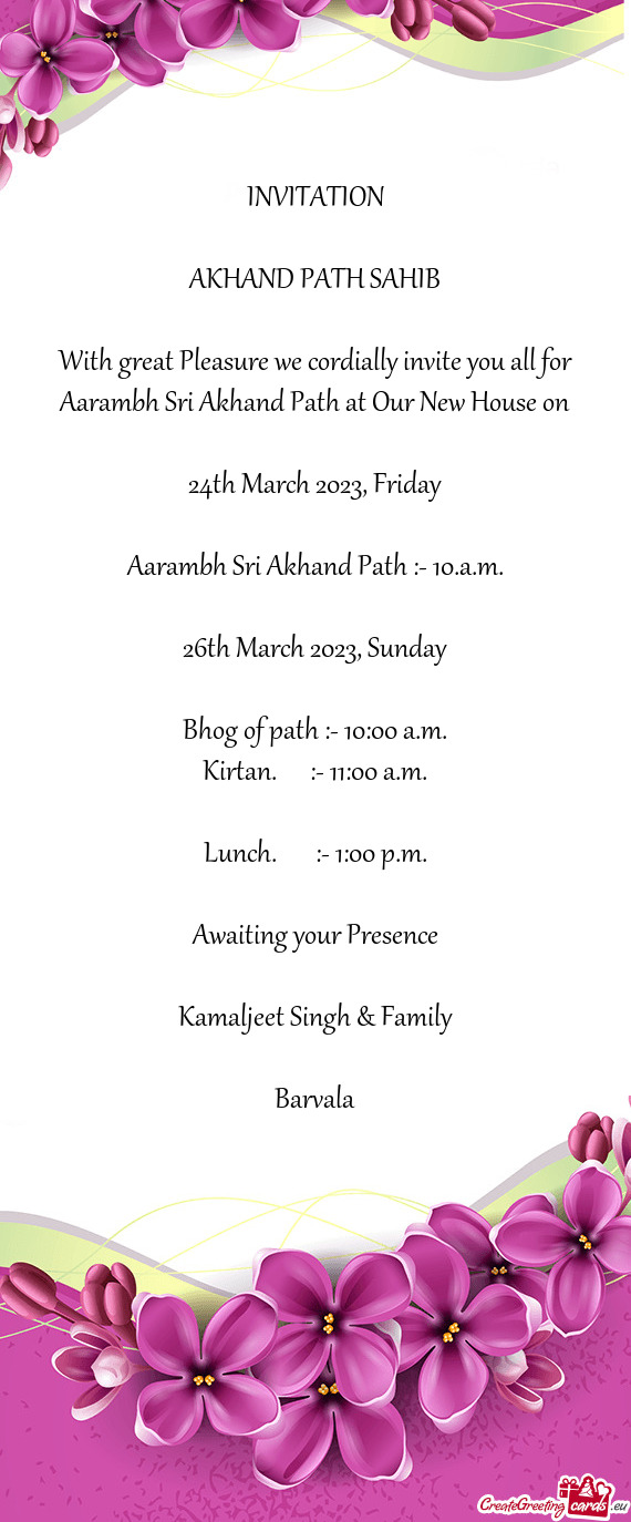 Aarambh Sri Akhand Path at Our New House on