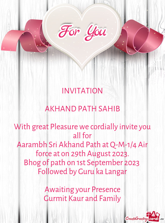 Aarambh Sri Akhand Path at Q-M-1/4 Air force at on 29th August 2023