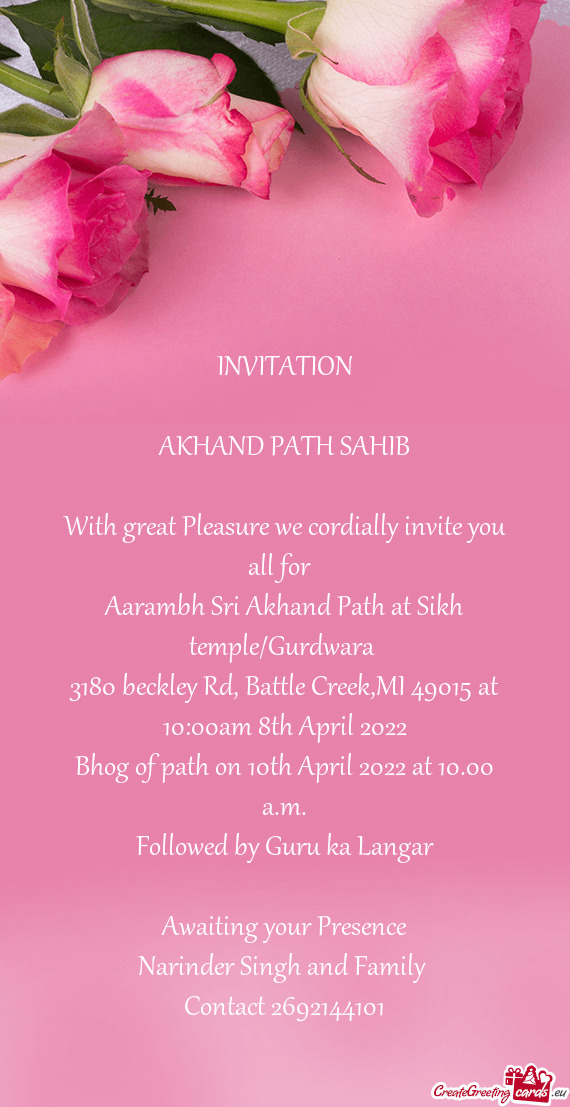 Aarambh Sri Akhand Path at Sikh temple/Gurdwara