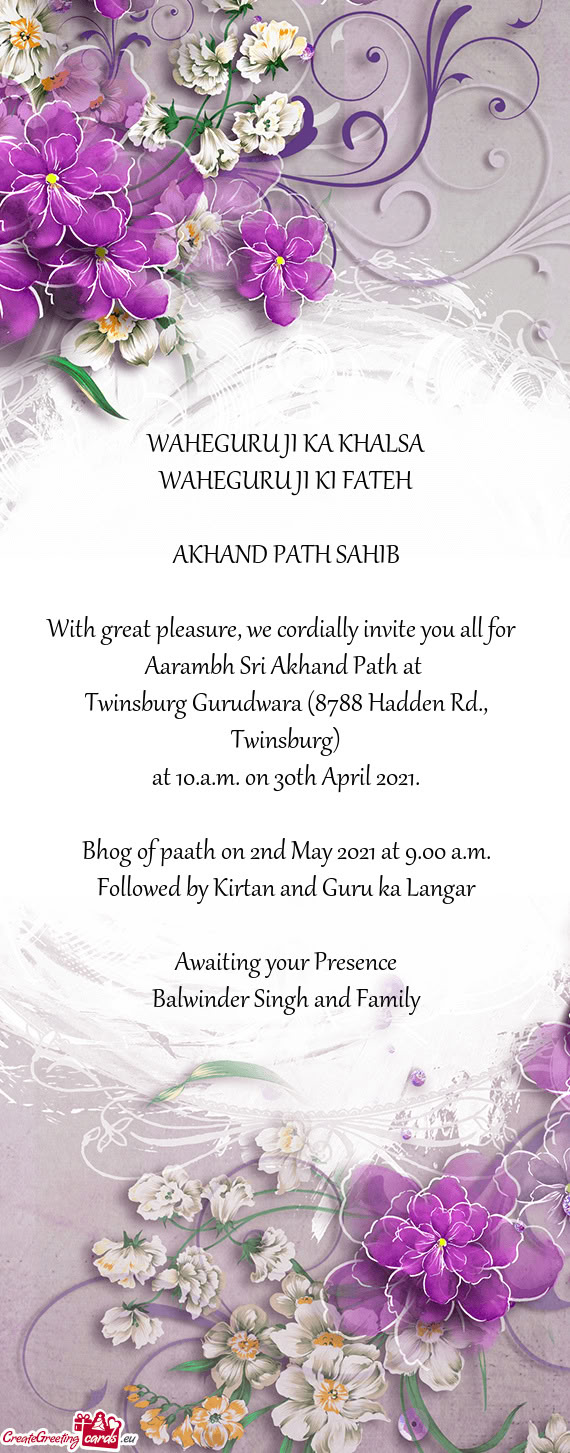 Aarambh Sri Akhand Path at