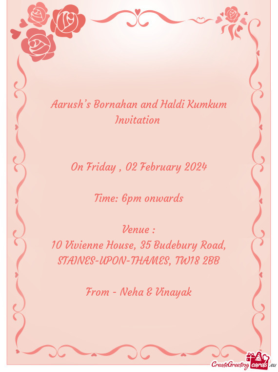 Aarush’s Bornahan and Haldi Kumkum Invitation