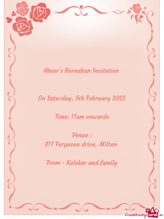 Abeer’s Bornahan Invitation