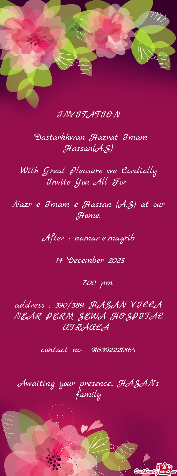 Address : 390/389. HASAN VILLA NEAR PERM SEWA HOSPITAL UTRAULA