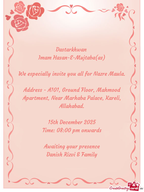 Address - A101, Ground Floor, Mahmood Apartment, Near Marhaba Palace, Kareli, Allahabad