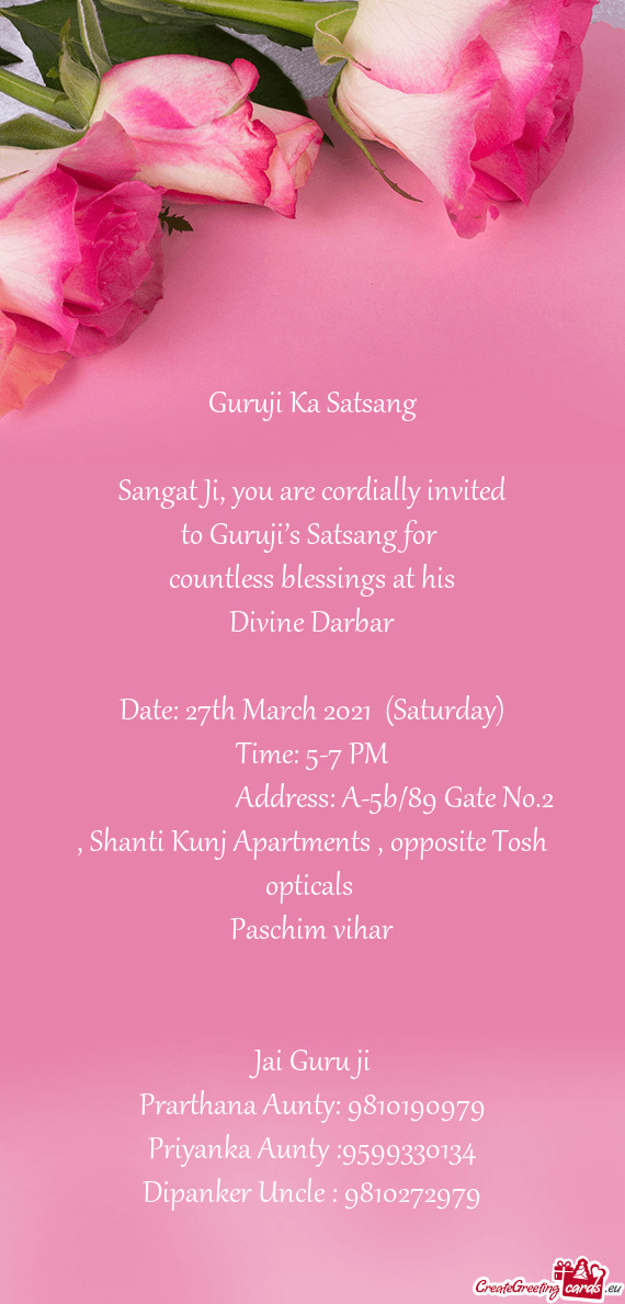 Address: A-5b/89 Gate No.2 , Shanti Kunj Apartments , opposite Tosh optical