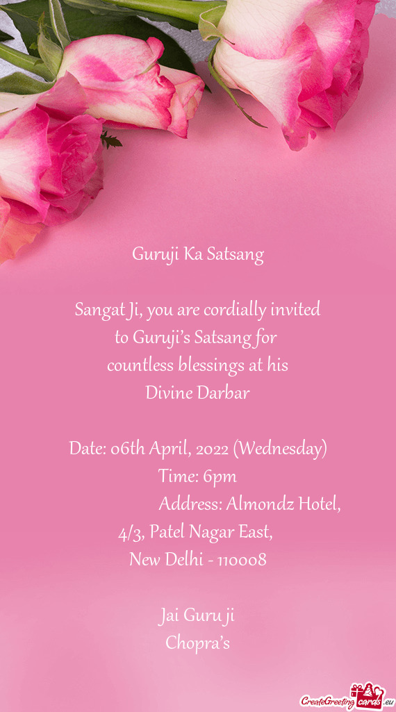 Address: Almondz Hotel, 4/3, Patel Nagar East