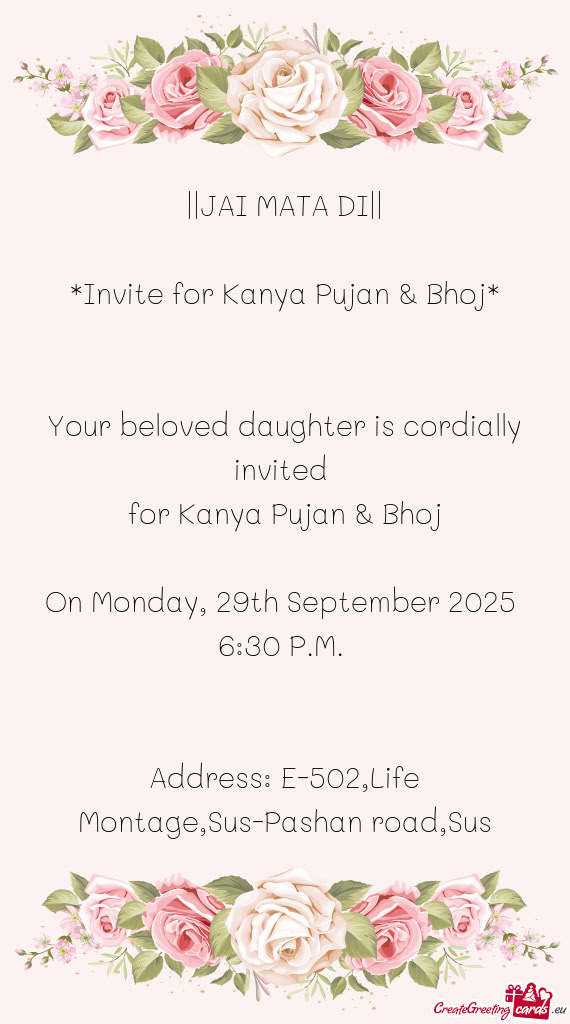 Address: E-502,Life Montage,Sus-Pashan road,Sus