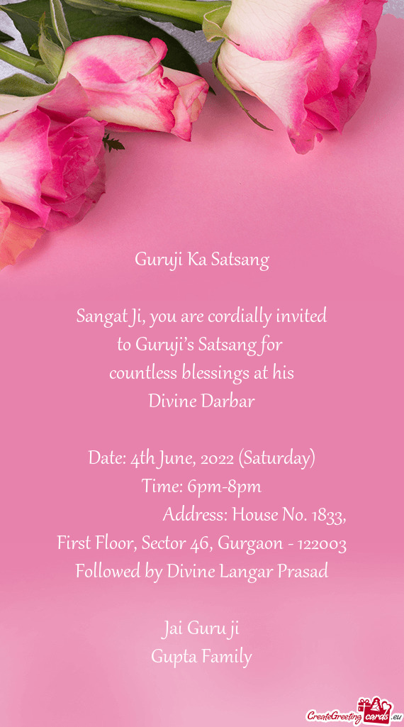 Address: House No. 1833, First Floor, Sector 46, Gurgaon - 122003