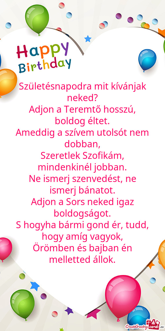 Adjon a Teremtő hosszú, boldog éltet