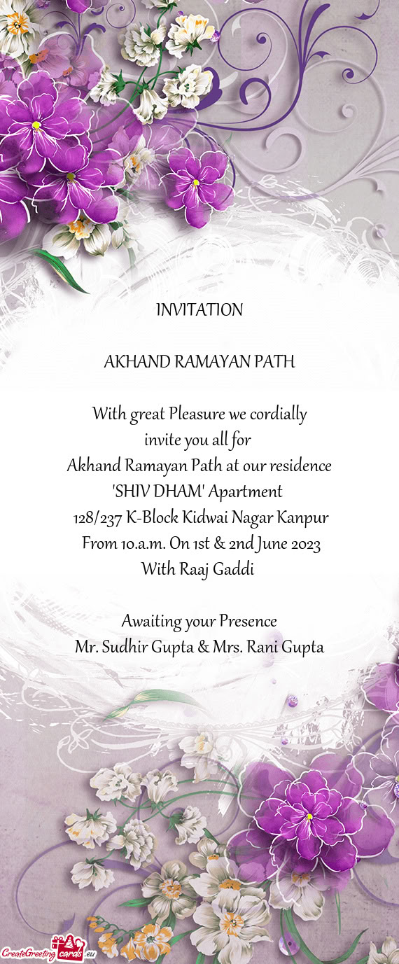 Akhand Ramayan Path at our residence