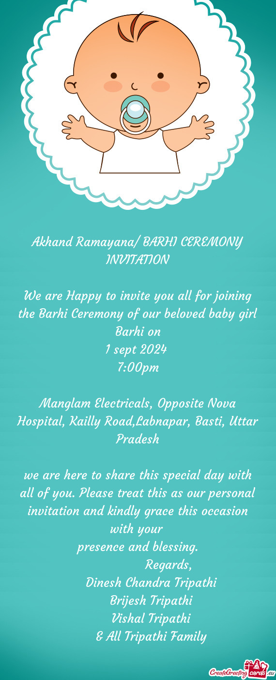 Akhand Ramayana/ BARHI CEREMONY INVITATION