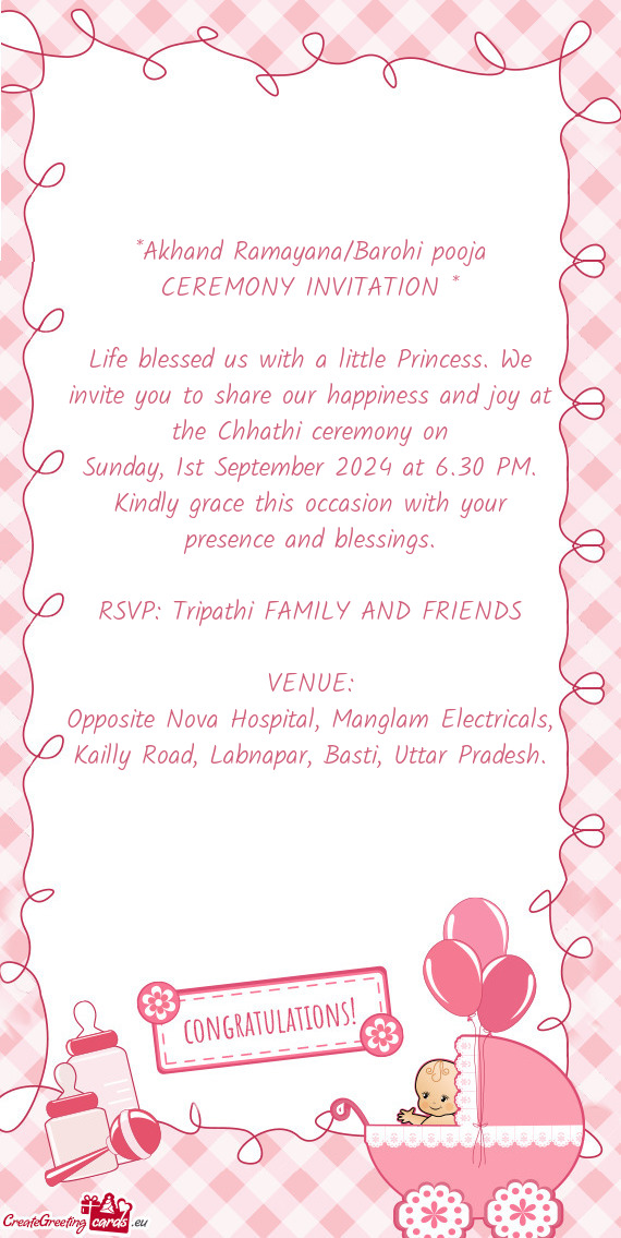 Akhand Ramayana/Barohi pooja CEREMONY INVITATION