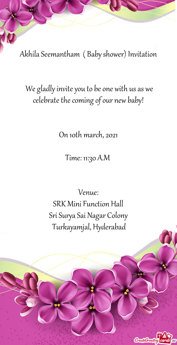 Akhila Seemantham ( Baby shower) Invitation