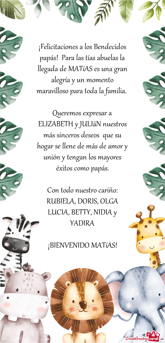 Alegría y un momento maravilloso para toda la familia. Queremos expresar a ELIZABETH y JULIåN nu