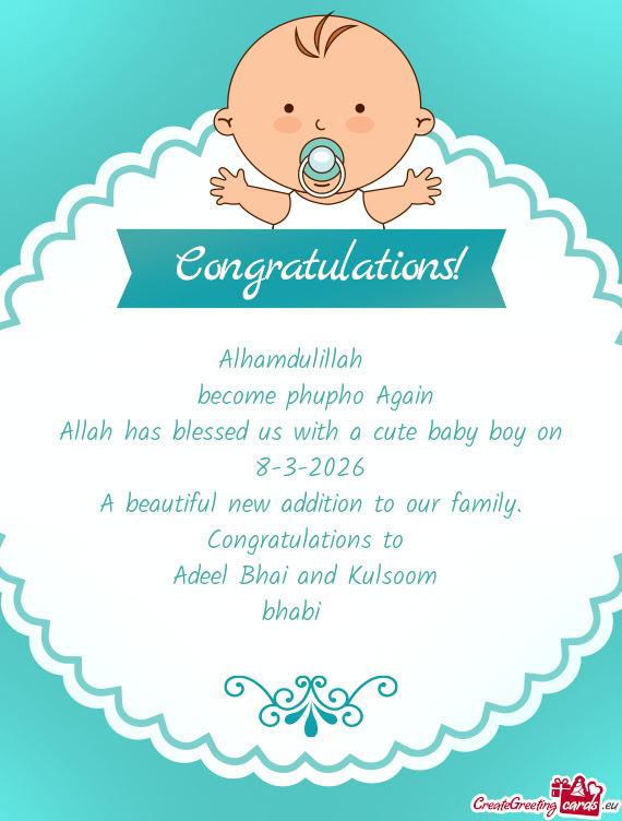 Alhamdulillah❤️ become phupho Again Allah has blessed us with a cute baby boy on 8-3-2026 A