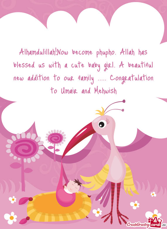 Alhamdulillah!Now become phupho. Allah has blessed us with a cute baby girl. A beautiful new additio