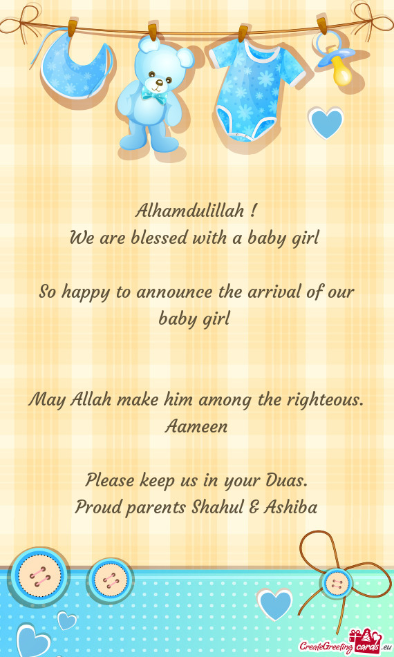 Alhamdulillah ! We are blessed with a baby girl  So happy to announce the arrival of our baby gi