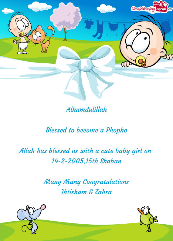 Alhumdulillah Blessed to become a Phopho Allah has blessed us with a cute baby girl on 14-2