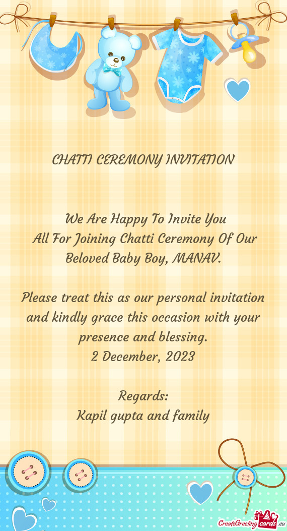 All For Joining Chatti Ceremony Of Our Beloved Baby Boy, MANAV