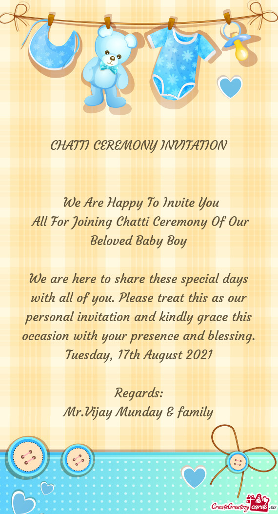 All For Joining Chatti Ceremony Of Our Beloved Baby Boy