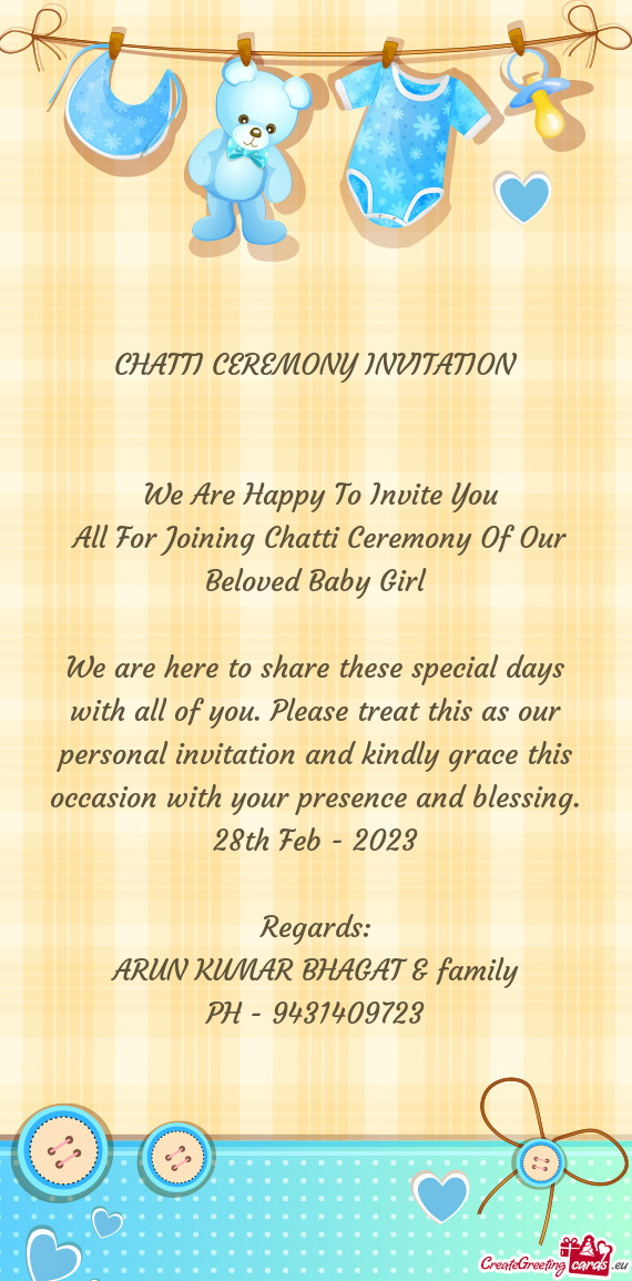 All For Joining Chatti Ceremony Of Our Beloved Baby Girl