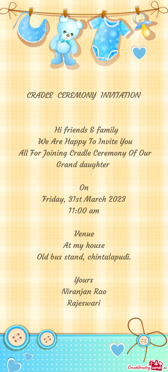 All For Joining Cradle Ceremony Of Our Grand daughter