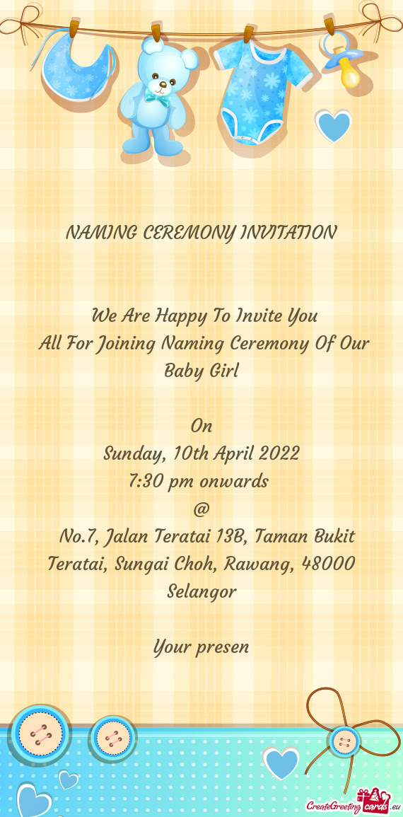 All For Joining Naming Ceremony Of Our Baby Girl