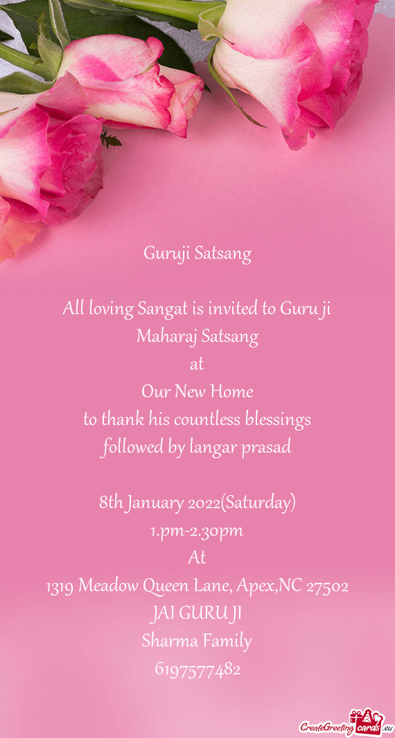 All loving Sangat is invited to Guru ji