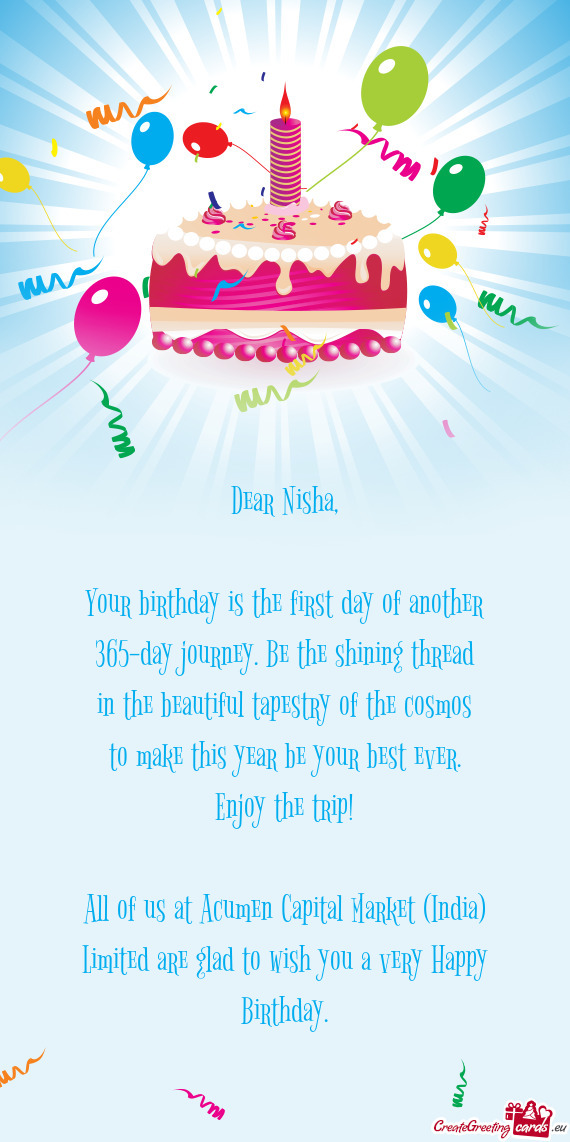 All of us at Acumen Capital Market (India) Limited are glad to wish you a very Happy Birthday