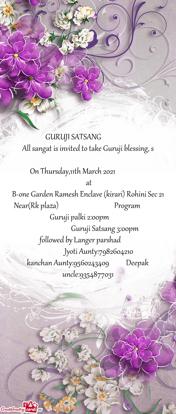 All sangat is invited to take Guruji blessing, s