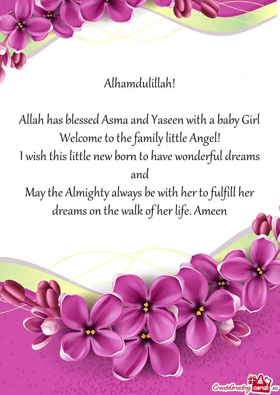 Allah has blessed Asma and Yaseen with a baby Girl