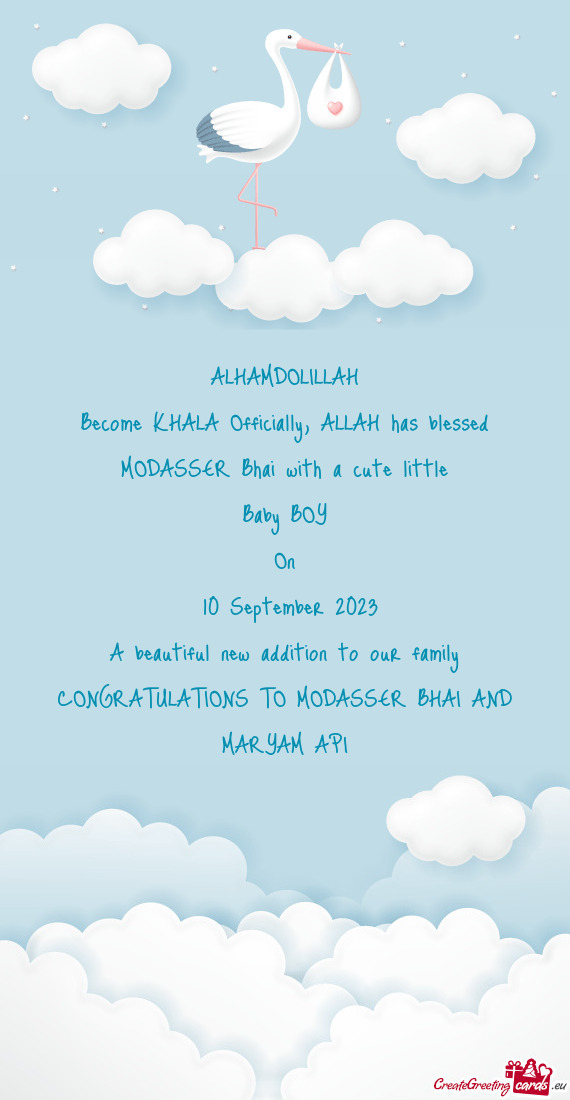 ALLAH has blessed MODASSER Bhai with a cute little Baby BOY On 10 September 2023 A beautiful n