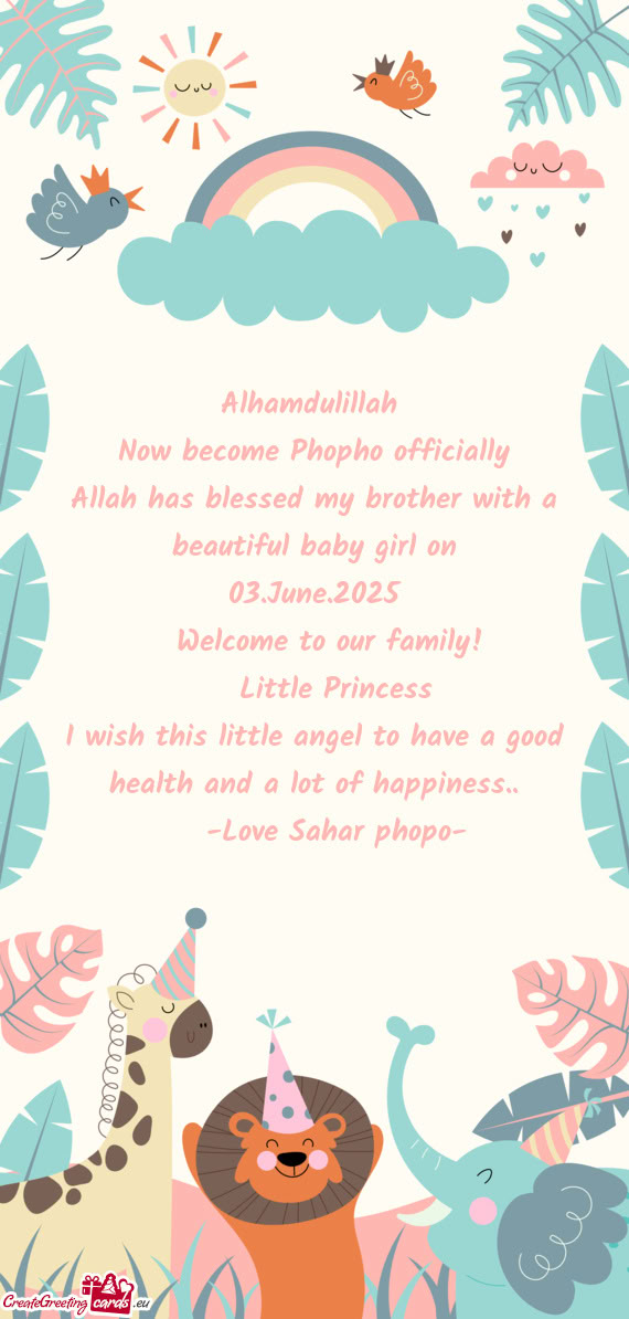 Allah has blessed my brother with a beautiful baby girl on