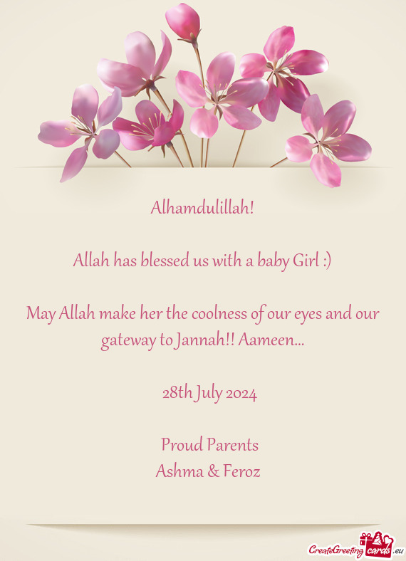 Allah has blessed us with a baby Girl :)