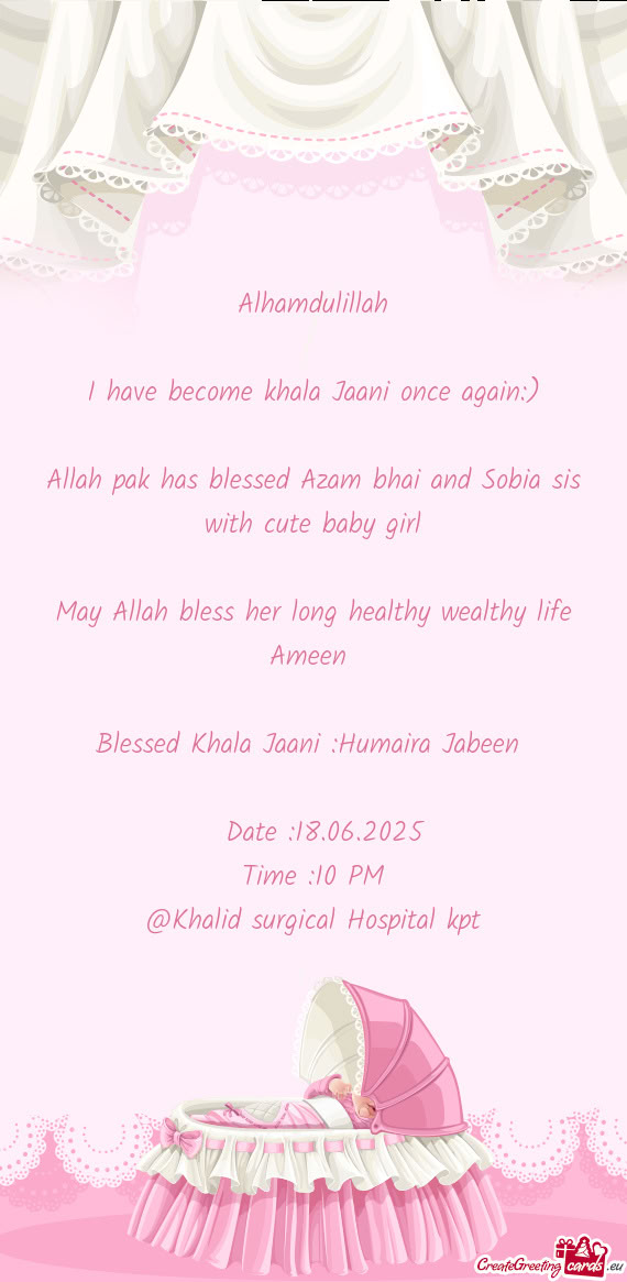 Allah pak has blessed Azam bhai and Sobia sis with cute baby girl
