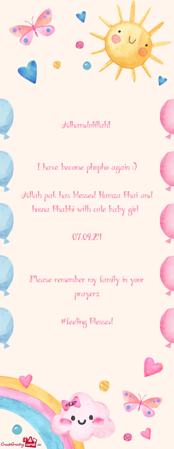 Allah pak has blessed Hamza Bhai and husna Bhabhi with cute baby girl