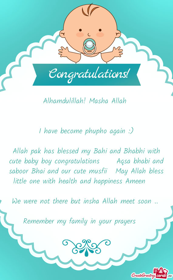 Allah pak has blessed my Bahi and Bhabhi with cute baby boy congratulations ❤️ Aqsa bhabi and sa