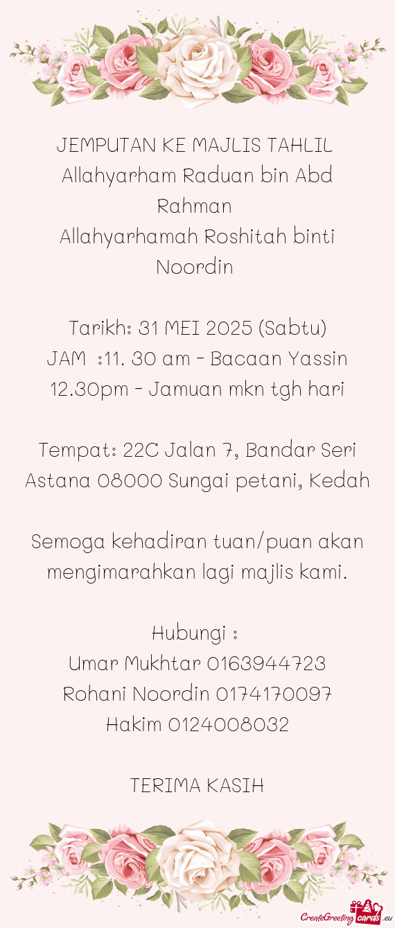 Allahyarhamah Roshitah binti Noordin